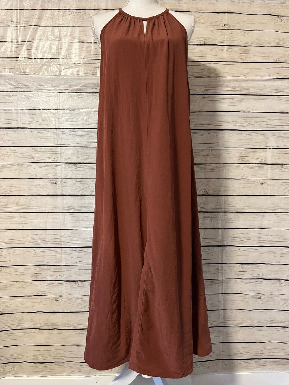 Eileen Fisher Halter Maxi Dress in Rust Brown